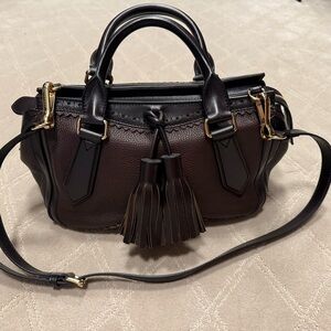 Burberry Dennett Brogue Brown Leather Satchel